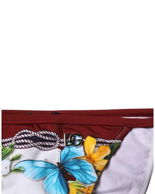 Dolce & Gabbana White Floral Print Bikini Bottoms
