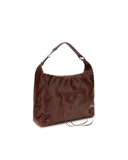 Balenciaga Brown Bordeaux Lamb Ovis Aries Aries Shoulder Bag