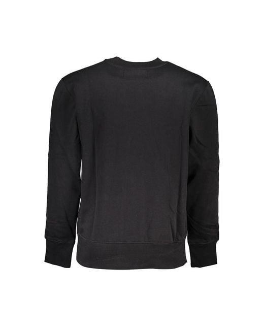 Calvin Klein Black Sleek Crew Neck Fleece Sweatshirt for men
