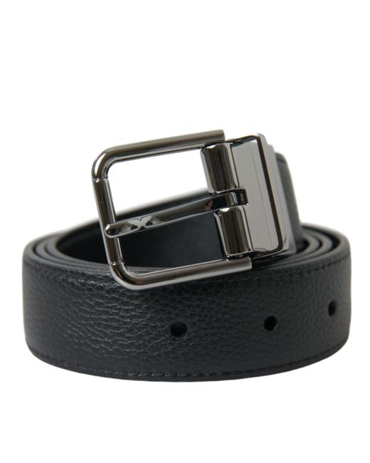 Dolce & Gabbana Black Elegant Leather Belt With Metal Buckle for men