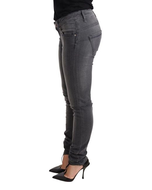 Acht Blue Gray Washed Cotton Slim Fit Low Waist Denim Trouser Jeans