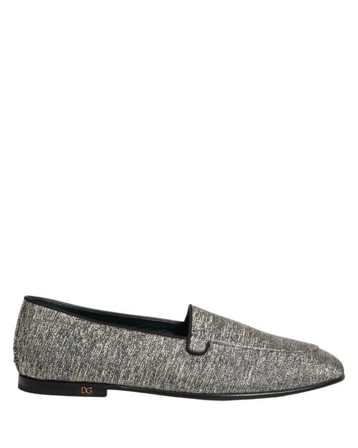 Dolce & Gabbana Gray Glitter Lurex Dg Logo Dress Loafers Shoes for men