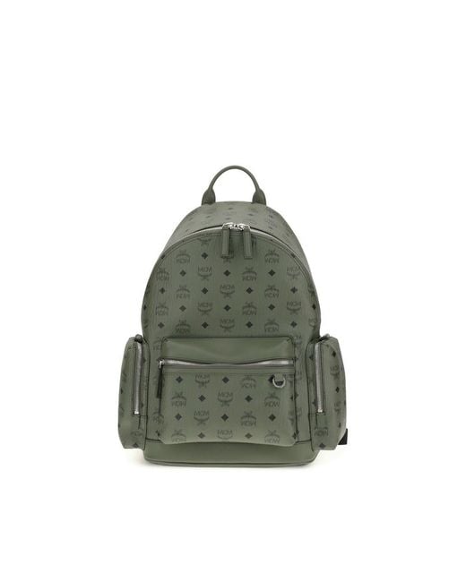 MCM Green Printed Canvas Stark Backpack for men