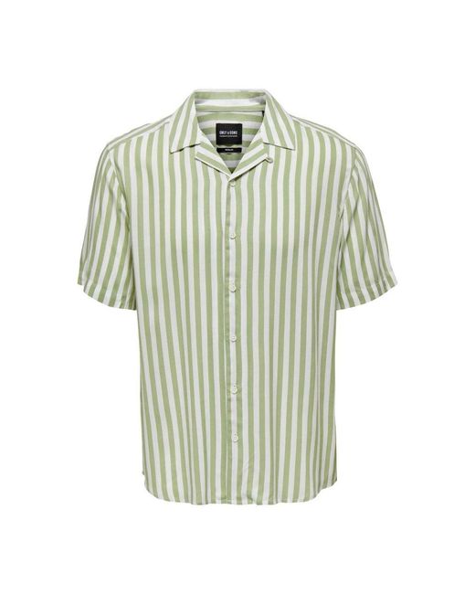 Only & Sons Green Bicolor Cotton Pattern Shirt for men