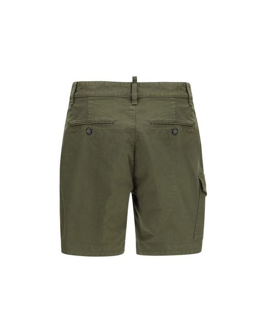 DSquared² Green Bicolor Cotton Bermuda Shorts for men