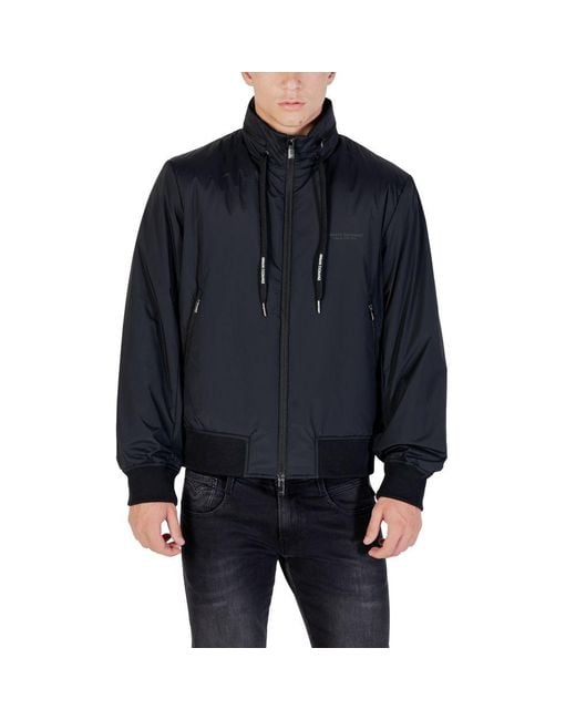 ARMANI EXCHANGE Blue Black Polyamide Bomber for men