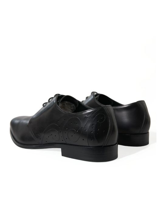 Dolce & Gabbana Black Leather Lace Up Formal Derby Dress Shoes for men