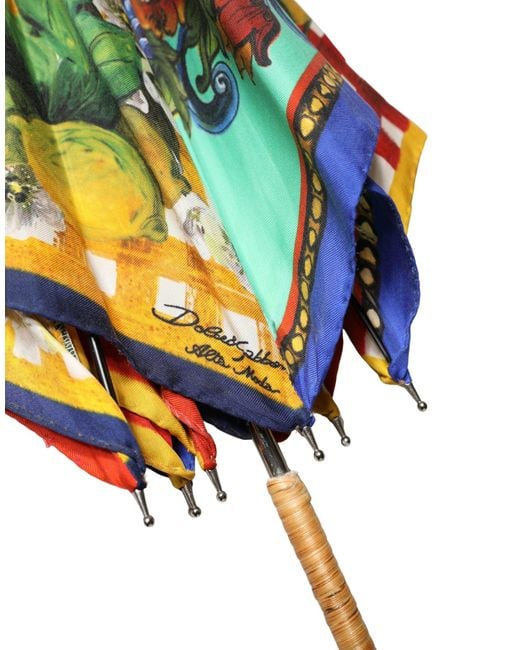 Dolce & Gabbana Multicolor Carretto Siciliano Print Collapsible Umbrella