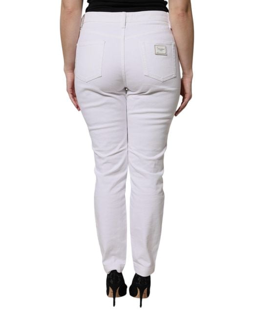 Dolce & Gabbana Gray Cotton Mid Waist Skinny Denim Jeans