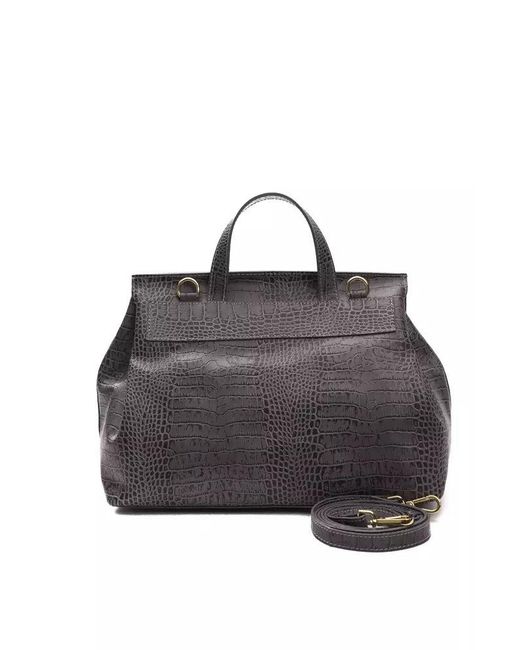 Pompei Donatella Black Logo-plaque Snake Texture Handbag