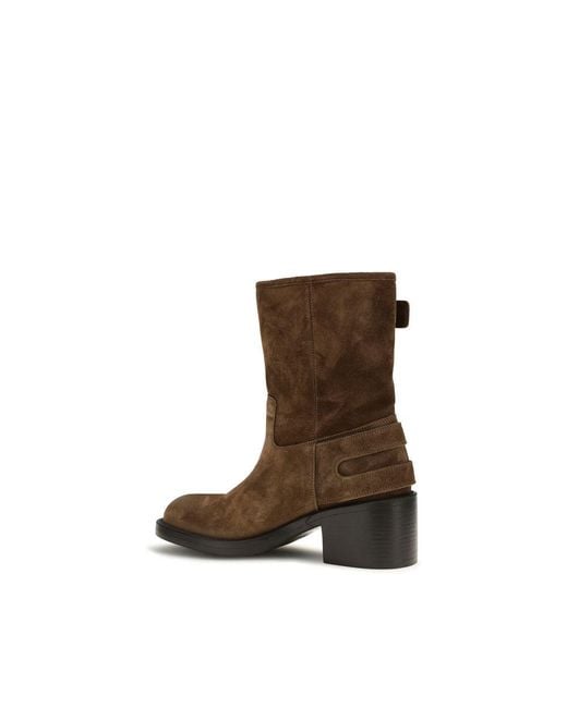 Chloé Brown Calf Leather Bos Taurus Ankle Boots