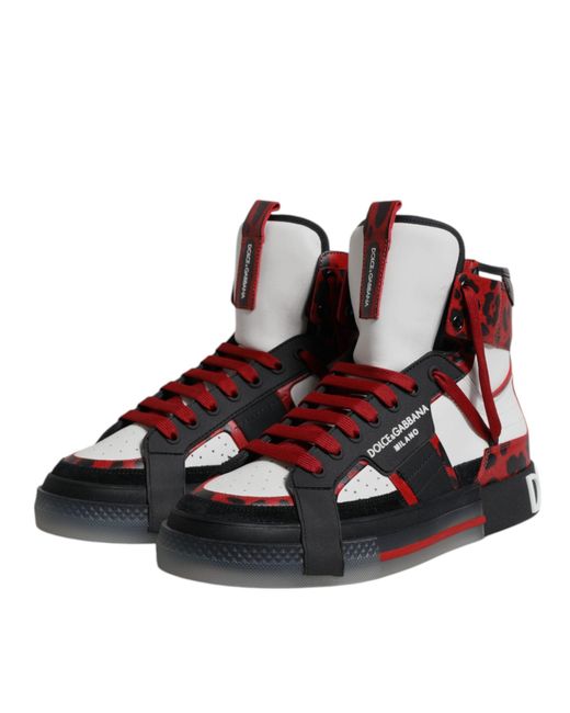 Dolce & Gabbana Multicolor Leather High Top Sneakers Shoes for men