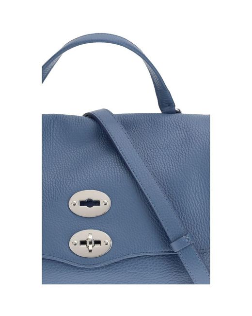 Zanellato Blue Calf Leather Bos Taurus Shoulder Bag