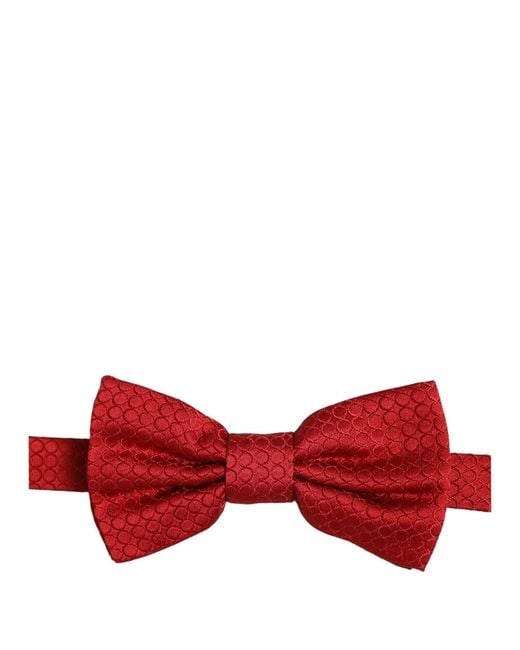 Dolce & Gabbana Men Red 100% Silk Adjustable Neck Papillon Bow Tie for men
