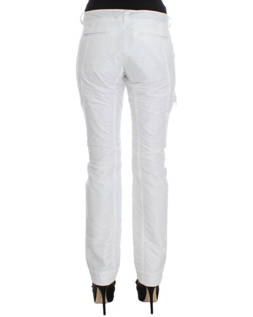 Ermanno Scervino White Nylon Padded Slim Fit Cargo Pants