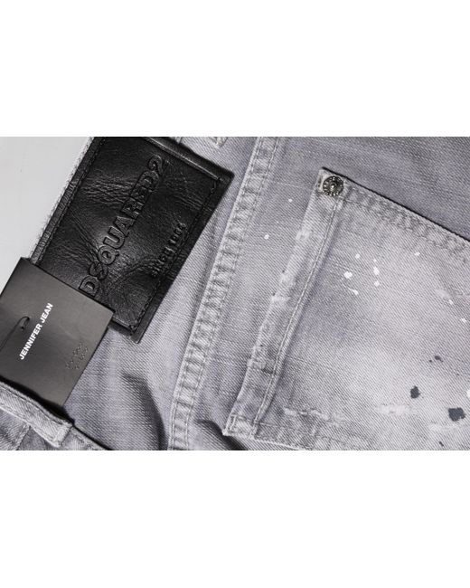 DSquared² Gray Washed Mid Waist Tapered Denim Jeans for men
