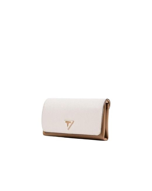 Guess White Beige Polyethylene Clutch Bag