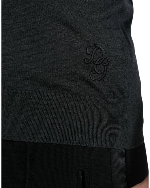 Dolce & Gabbana Black Elegant Silk Crew Neck Tee for men