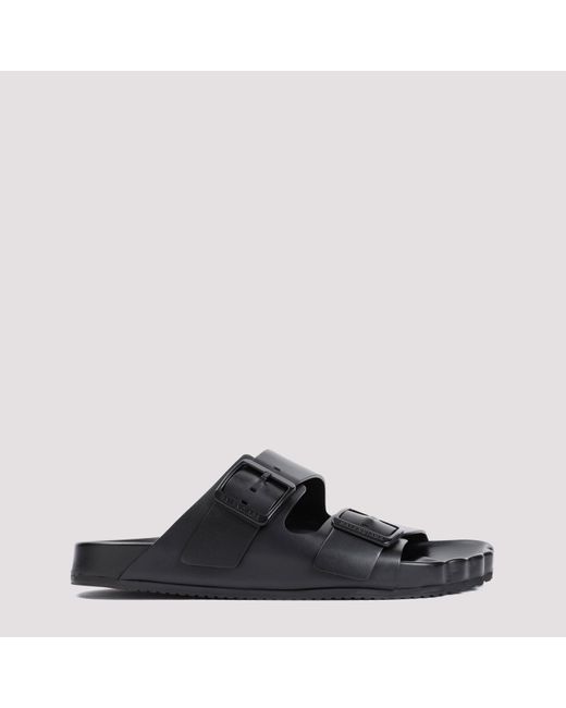 Balenciaga Black Calf Leather Sunday Sandals for men