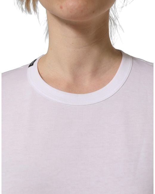 Dolce & Gabbana Blue White Cotton Crew Neck Short Sleeves T