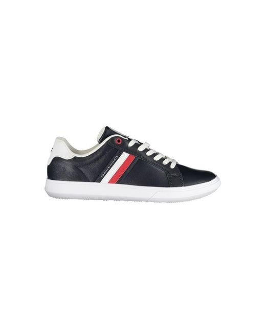 Tommy Hilfiger Blue Leather Trainers Fm0Fm03774 for men