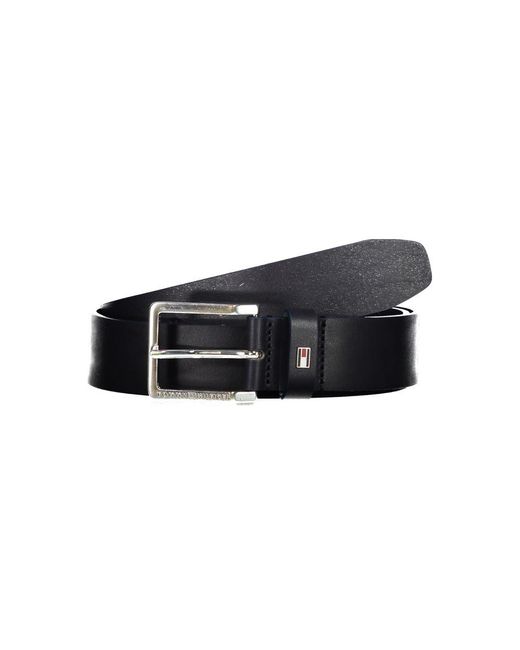 Tommy Hilfiger Black Elegant Leather Belt With Metal Buckle for men