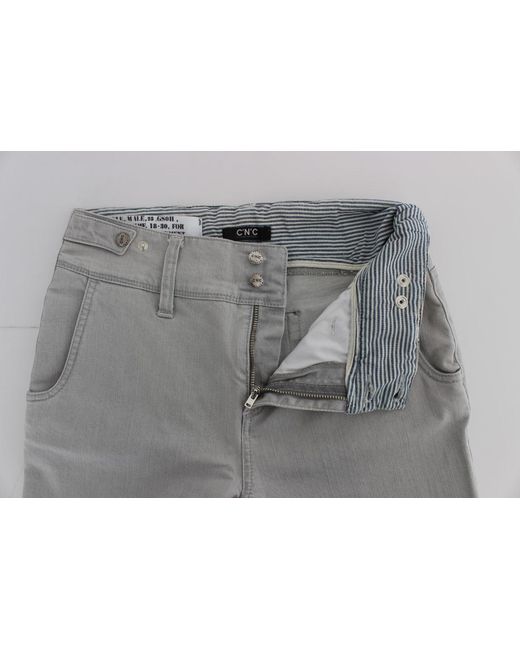 CoSTUME NATIONAL Pants Gray Cotton Blend Super Slim Fit Jeans