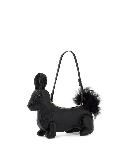 Thom Browne Black Fur Handbag With Chain