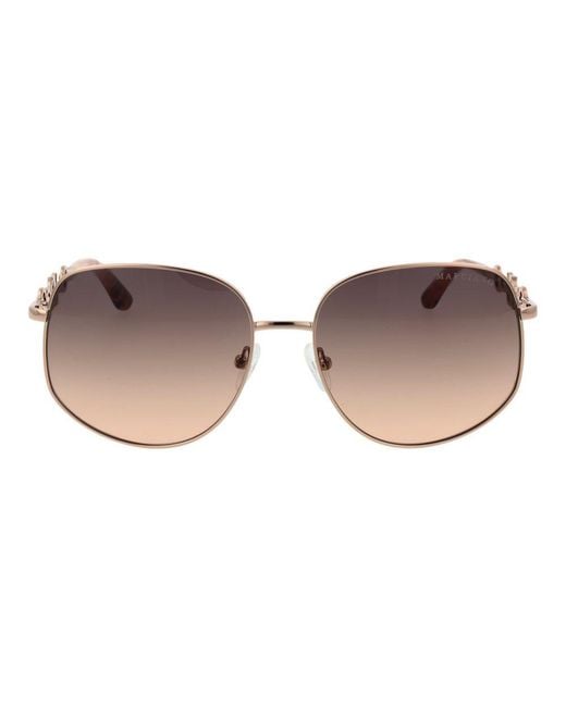 MARCIANO BY GUESS Brown Rose Gold Metal Sunglasses