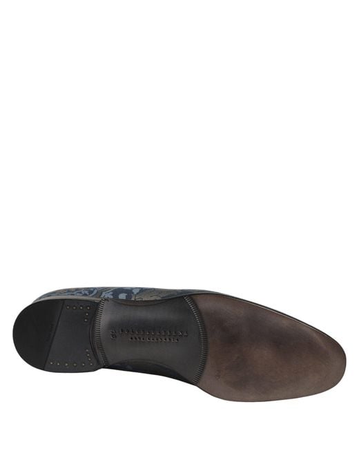 Dolce & Gabbana Gray Blue Floral Brocade Slip On Loafers Shoes for men