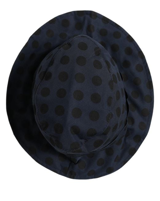 Dolce & Gabbana Blue Black Polka Dot Cotton Bucket Capello Hat