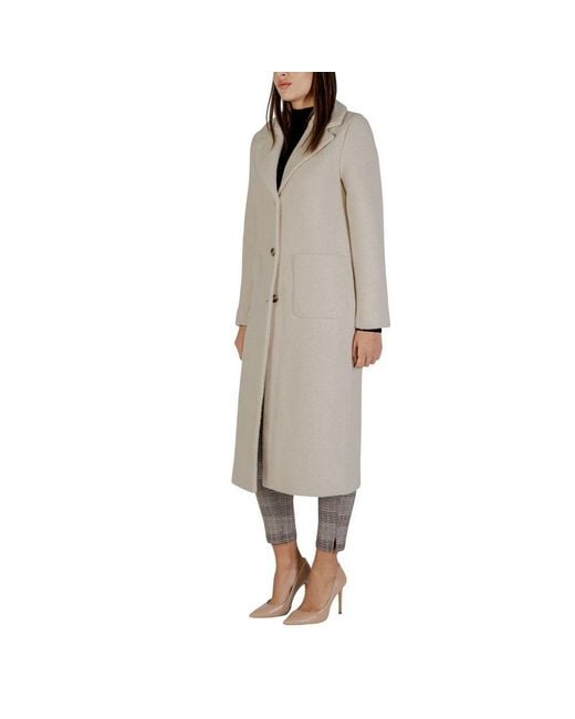 Ichi Gray Cream Wool Coat