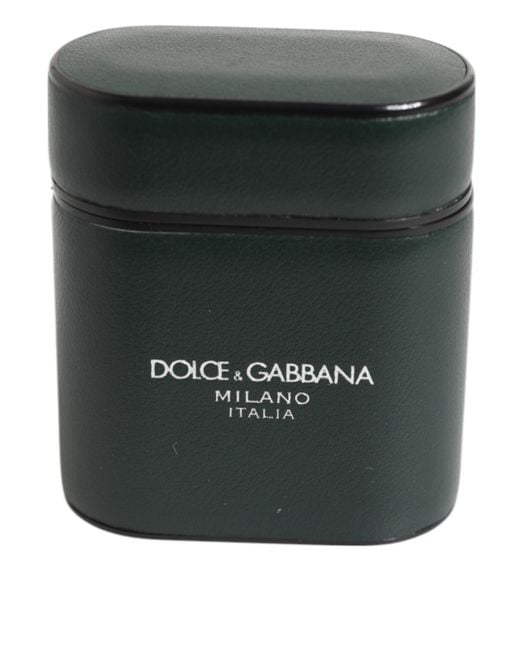 Dolce & Gabbana Black Leather Logo Print Flip Holder Men Airpods Case for men