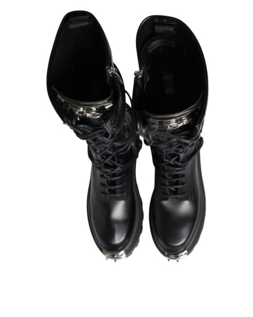 Dolce & Gabbana Black Lace-Up Boots for men