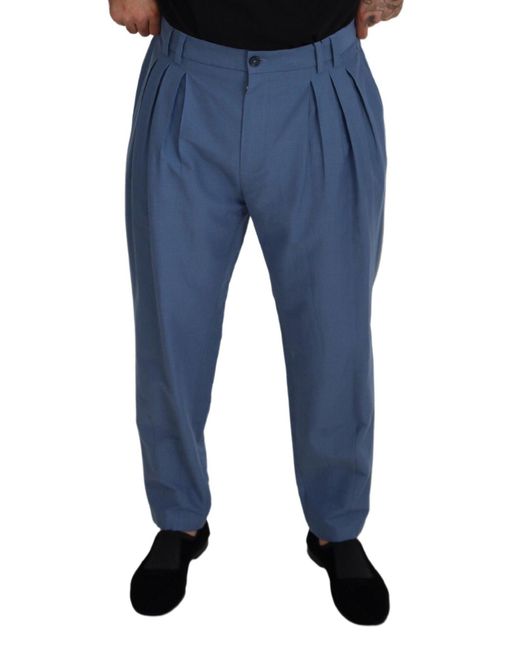 Dolce & Gabbana Blue Pleated Trousers Pt01 for men