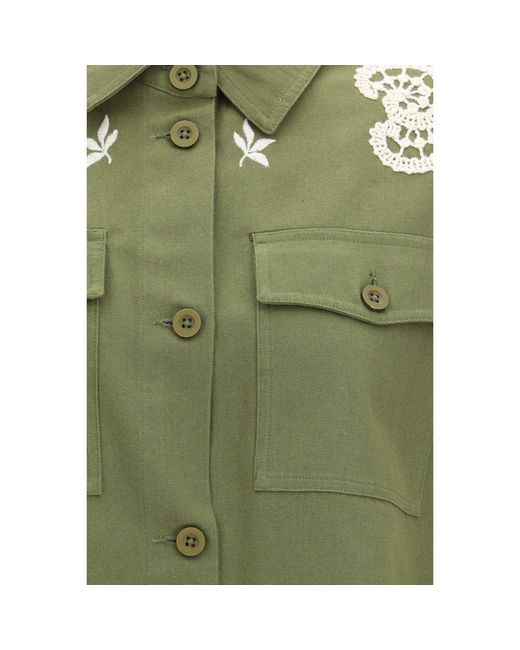 Max Mara Green Bicolor Cotton Coat