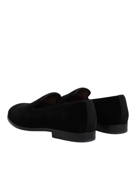 Dolce & Gabbana Black Velvet Slipon Loafer for men