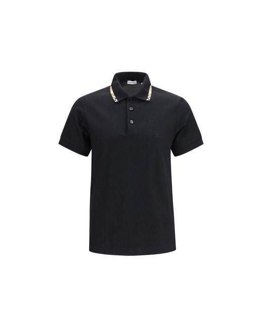 Burberry Black Cotton Polo Shirt for men