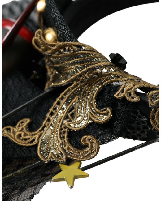 Dolce & Gabbana Black Missile Rocket Crystal Stars Headband Diadem
