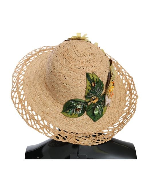 Dolce & Gabbana Black Dolce Gabbana Wide Brim Floral Bucket Capello Hat