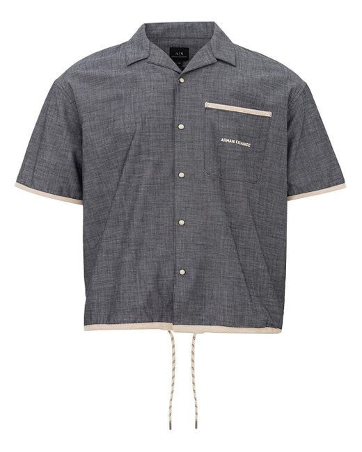 Armani Exchange Gray Dark Denim Short Sleeve Shirt for men