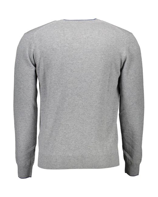 Harmont & Blaine Gray Elegant V-Neck Wool Blend Sweater for men