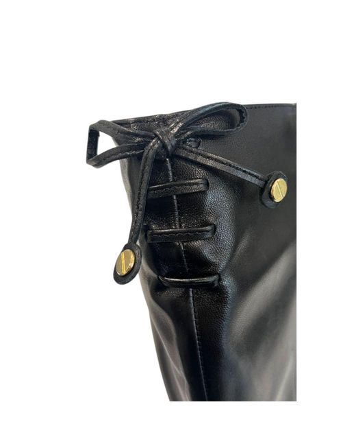 Borbonese Blue Black Leather Boot