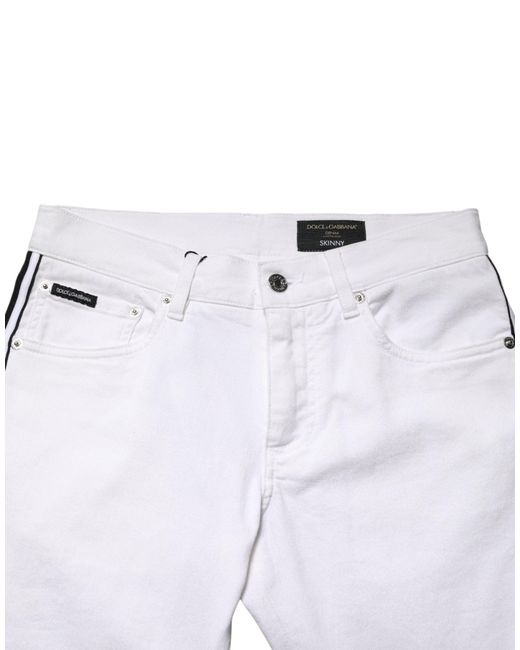 Dolce & Gabbana White Cotton Stretch Skinny Men Denim Jeans for men