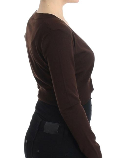 Roberto Cavalli Black Elegant Virgin Woo Cropped Cardigan