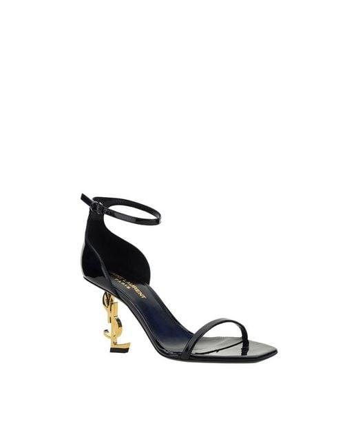 Saint Laurent Black Calf Leather Bos Taurus Stiletto Heel Sandals