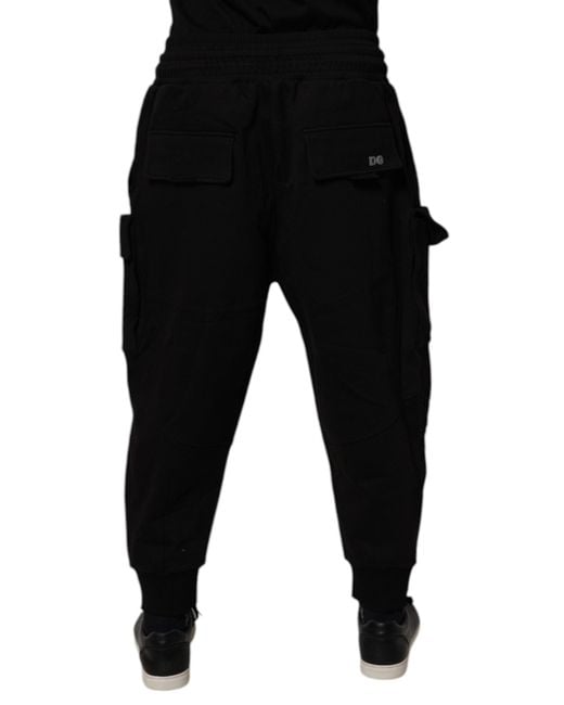 Dolce & Gabbana Black Cotton Men Cargo Jogger Sweatpants Pants for men