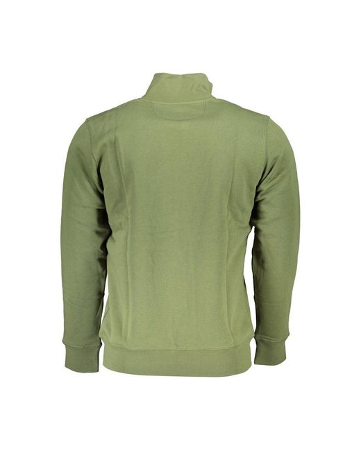 La Martina Green Classic Zippered Fleece Sweatshirt for men