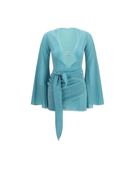 Oseree Blue Polyamide Cocktail Dress