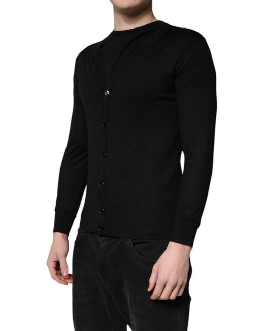 Dolce & Gabbana Black Cashmere Button Down Cardigan Sweater for men